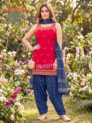 Mukesh SONIKUDI  Vertican Embroidery Kurti Patiyala Set readymade suit catalogs
