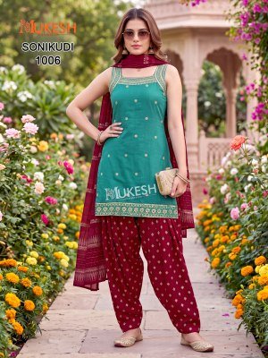 Mukesh SONIKUDI  Vertican Embroidery Kurti Patiyala Set readymade suit catalogs