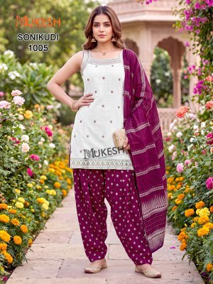 Mukesh SONIKUDI  Vertican Embroidery Kurti Patiyala Set readymade suit catalogs