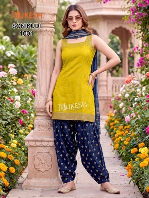 Mukesh SONIKUDI  Vertican Embroidery Kurti Patiyala Set readymade suit catalogs