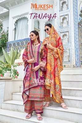 Mukesh Tanaya Pure Crepe Silk Digital Print Suit Set with Mirror Work Top And Plazzo And Dupatta Wholesale kurtis catalogs