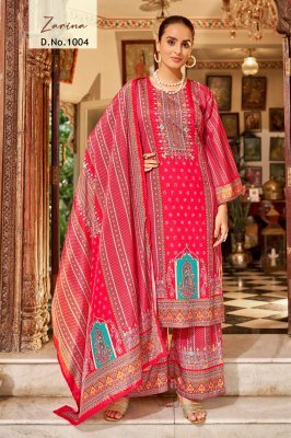 Mukesh Zarina Pure Crape Silk Digital Print Suit Set with Mirror Work Top  Palazzo And Dupatta Wholesale kurtis catalogs