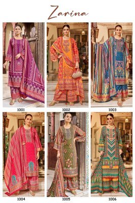 Mukesh Zarina Pure Crape Silk Digital Print Suit Set with Mirror Work Top  Palazzo And Dupatta Wholesale kurtis catalogs