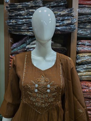 Mul Chanderi 3-Piece Handwork Suit Set with Semi Palazzo and Dupatta Size wise Combo Set