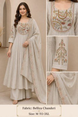 Mul Chanderi 3-Piece Palazzo Pair Set Size wise Combo Set