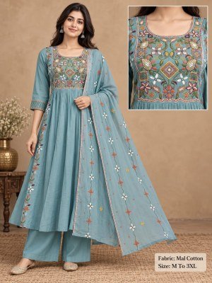 Mul Cotton 3-Piece Palazzo Pair Set Size wise Combo Set