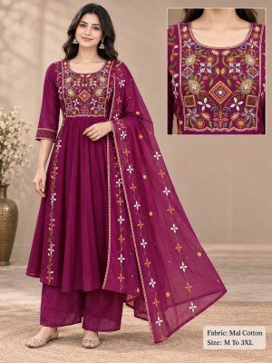Mul Cotton 3-Piece Palazzo Pair Set Size wise Combo Set