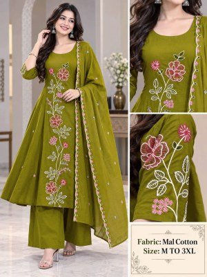 Mul Cotton 3-Piece Plaza Pair Set for Women Size wise Combo Set