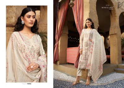 Mumtaz Arts by Mayna pure satin printed embroidered unstitched salwar kameez catalogue at affordable rate salwar kameez catalogs