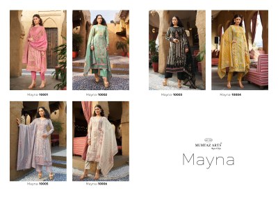 Mumtaz Arts by Mayna pure satin printed embroidered unstitched salwar kameez catalogue at affordable rate salwar kameez catalogs