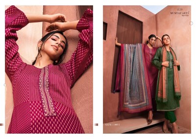 Mumtaz Arts present Gazal pure viscose jam satin with embroidered unstitched dress material catalogue at wholesale rate salwar kameez catalogs
