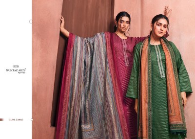 Mumtaz Arts present Gazal pure viscose jam satin with embroidered unstitched dress material catalogue at wholesale rate salwar kameez catalogs