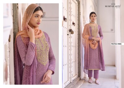 Mumtaz arts by Pastels pure jam satin printed embroidered salwar kameez catalogue at wholesale price salwar kameez catalogs