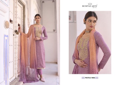 Mumtaz arts by Pastels pure jam satin printed embroidered salwar kameez catalogue at wholesale price salwar kameez catalogs