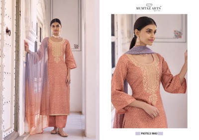 Mumtaz arts by Pastels pure jam satin printed embroidered salwar kameez catalogue at wholesale price salwar kameez catalogs