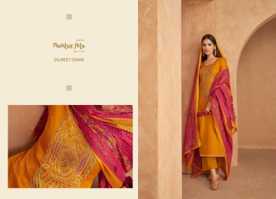 Mumtaz arts present Dilreet pure jam satin embroidered unstitched dress material catalogue at low rate salwar kameez catalogs