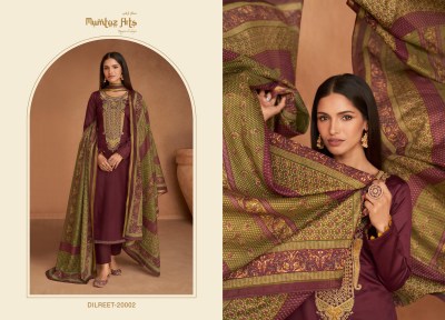 Mumtaz arts present Dilreet pure jam satin embroidered unstitched dress material catalogue at low rate salwar kameez catalogs