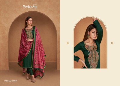 Mumtaz arts present Dilreet pure jam satin embroidered unstitched dress material catalogue at low rate salwar kameez catalogs