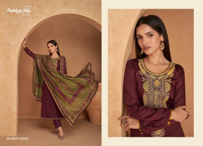 Mumtaz arts present Dilreet pure jam satin embroidered unstitched dress material catalogue at low rate salwar kameez catalogs