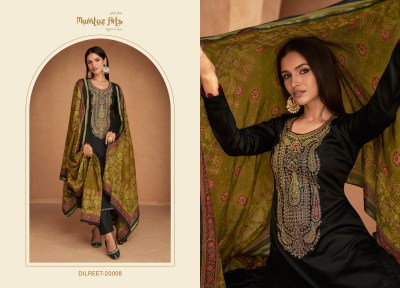Mumtaz arts present Dilreet pure jam satin embroidered unstitched dress material catalogue at low rate salwar kameez catalogs