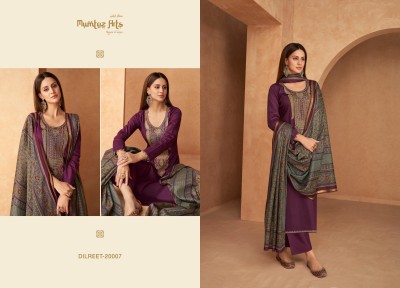 Mumtaz arts present Dilreet pure jam satin embroidered unstitched dress material catalogue at low rate salwar kameez catalogs