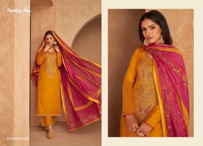Mumtaz arts present Dilreet pure jam satin embroidered unstitched dress material catalogue at low rate salwar kameez catalogs
