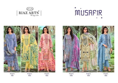 Musafir vol 9 by Riaz arts pure karachi lawn cambric printed dress material catalogue at low rate salwar kameez catalogs