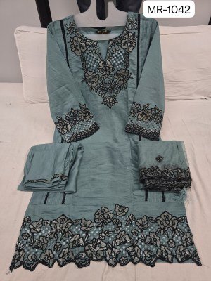 Musk MR1042 by Sharddha Designer Roman Silk designer Suit with low rate readymade suit catalogs