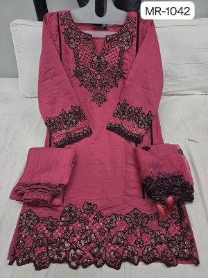 Musk MR1042 by Sharddha Designer Roman Silk designer Suit with low rate readymade suit catalogs