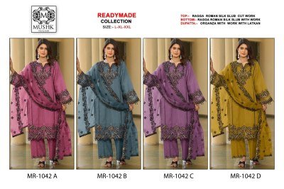 Musk MR1042 by Sharddha Designer Roman Silk designer Suit with low rate readymade suit catalogs