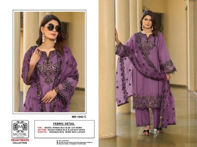 Musk MR1042 by Sharddha Designer Roman Silk designer Suit with low rate readymade suit catalogs