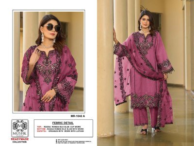 Musk MR1042 by Sharddha Designer Roman Silk designer Suit with low rate readymade suit catalogs