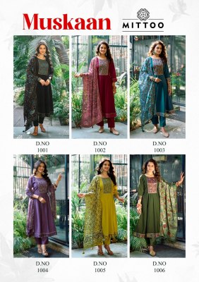 Muskaan by Mittoo Modal Silk plain top bottom with printed dupatta catalogue readymade suit catalogs