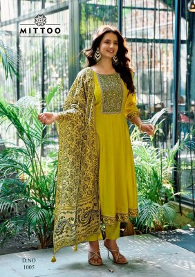 Muskaan by Mittoo Modal Silk plain top bottom with printed dupatta catalogue readymade suit catalogs