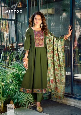 Muskaan by Mittoo Modal Silk plain top bottom with printed dupatta catalogue readymade suit catalogs