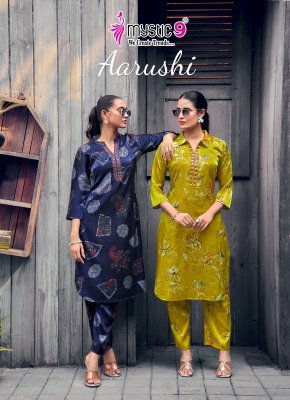 Mystic 9 Aarushi Vol  1 Roman Glass Foil Discharge Print Co Ord Set 