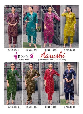 Mystic 9 Aarushi Vol  1 Roman Glass Foil Discharge Print Co Ord Set co ord set catalogs