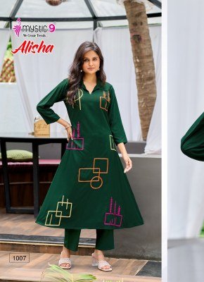 Mystic 9 Alisha Vol 1 Premium Heavy Rayon Slub A Line Co Ord Set with Front Pocket And Collar Detailing Wholesale co ord set catalogs