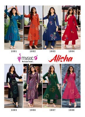 Mystic 9 Alisha Vol 1 Premium Heavy Rayon Slub A Line Co Ord Set with Front Pocket And Collar Detailing Wholesale co ord set catalogs