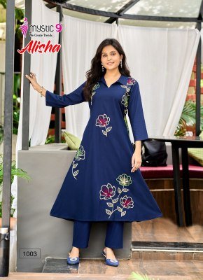 Mystic 9 Alisha Vol 1 Premium Heavy Rayon Slub A Line Co Ord Set with Front Pocket And Collar Detailing Wholesale co ord set catalogs