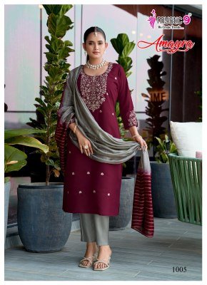 Mystic 9 Amayra Vol 1 Roman Silk Straight Kurti Set with Chanderi Zari Dupatta  M   3XL  readymade suit catalogs