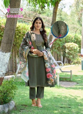  Mystic 9 Anamika Vol 1     Premium Vertican Shimmer A Line Kurti with Embroidered Neck Sleeves And Daman Pocket Style And Wholesale kurtis catalogs