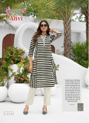 Mystic 9 Anvi Vol 1 Cord Set Exclusive Cotton Flex Kurta Set Mandarin Collar  Sleeve Lock  Anchor Embroidery With Pocket  Heavy Pants Wholesale kurtis catalogs