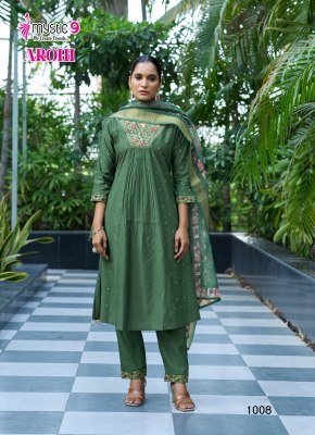Mystic 9 Arohi Vol 1  Premium Vertican Dobby Princess Cut Suit Set with Embroidery  Chanderi Dupatta Wholesale kurtis catalogs