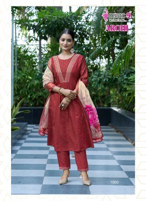 Mystic 9 Arohi Vol 1  Premium Vertican Dobby Princess Cut Suit Set with Embroidery  Chanderi Dupatta Wholesale kurtis catalogs