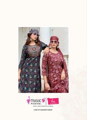 Mystic 9 Chahat Vol. 2 Rayon Capsule Foil Print Kurti Pant with Indonesian Cotton Dupatta Set kurti pant with dupatta Catalogs