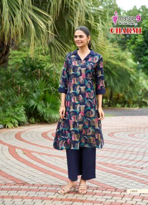 Mystic 9 Charmi Vol 1 Premium Heavy Vertican Foil Print Princess Cut Co ord Set Top with Sleeves Lock  Spread Collar And Exclusive Pocket  and Straigh co ord set catalogs