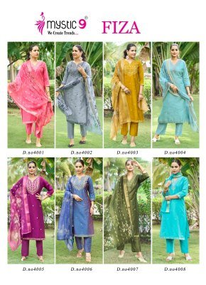 Mystic 9 Fiza Vol 4 Premium Bangalore Silk Straight Suit with Embroidered Top And Muslin Digital Print Dupatta Wholesale kurtis catalogs