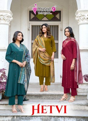 Mystic 9 Hetvi Vol 1 Princess Cut  Kurti Pant with Dupatta 