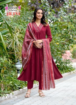 Mystic 9 Hetvi Vol 1 Princess Cut  Kurti Pant with Dupatta kurti pant with dupatta Catalogs